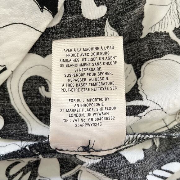 ANTHROPOLOGIE MAEVE Zola Floral Shift Dress w/ Pockets Size 0 Black & White Sz 0 - Picture 12 of 12